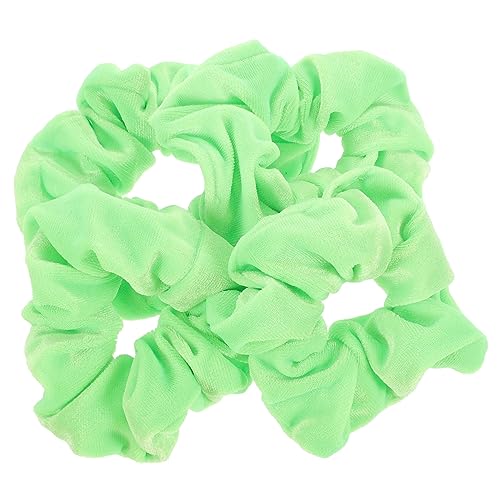 BESTYASH 4 Stück Fluoreszenzfarbe Haarkreis Haargummis elastisch farbig lockig Band Pferdeschwanzhalter aus Stoff Pferdeschwanzhalter für Frauen Flanell Light Green von BESTYASH