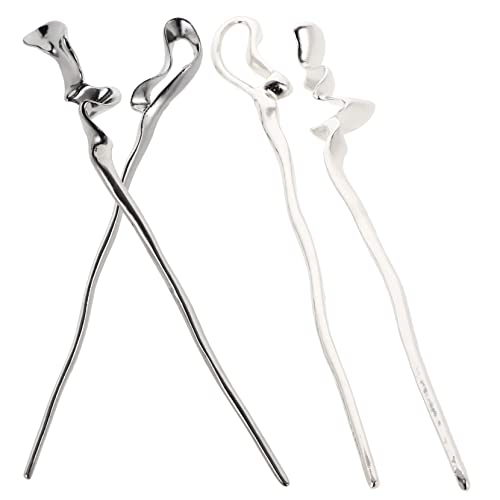 BESTYASH 4 Stück Geometrische Legierungshaarnadel Stöcke Haarzubehör Gut Haarnadelstifte Haarstock Haarstäbchen Für Frauen Klein Ausgefallene Haarnadeln Nämlich Haargabel von BESTYASH