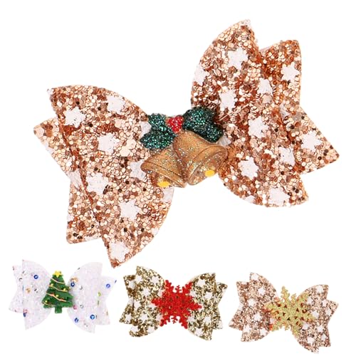BESTYASH 4 Stück Glitzer Haarspangen mit Schleife für Weihnachts Haarschmuck Party Accessoires Headdress für Mädchen und Teens von BESTYASH