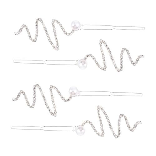 BESTYASH 4 Stück Glitzernde Haarklammern Teiliges mit Funkelnden Kristallsteinen Wellenförmige Haarspangen für Damen Leicht Langlebig Geeignet für Hochzeit Party Festliche Anlässe von BESTYASH