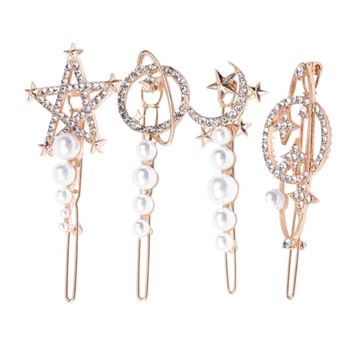 BESTYASH 4stücke Metall Haarnadeln Mit Strass Und Perlen Dekorativer Kopfschmuck Für Mädchen Stilvolle Haarspangen Als von BESTYASH
