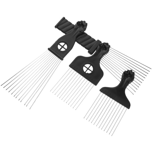 BESTYASH 4 Stück Haarnadel aus Metall Lockenkamm Styling Entspannungshaarpinsel Kamm für Männer Entwirrer lockig Pick-Kamm Hebekamm Haarauswahl Bart pflücken Bartpickkamm Plastik Schwarz von BESTYASH