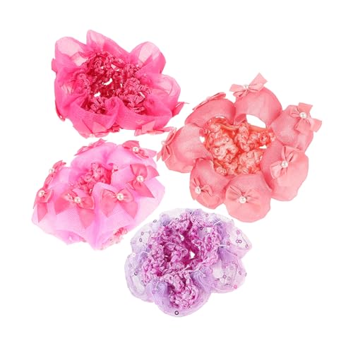 BESTYASH 4 Stück Haarnetz-Kopfbedeckung Haarzubehör für Frauen seidig Haarknotennetz Ballett-Haar-Accessoire Frauen Haarnetz Ballett Haarbrötchen -Covers Halter für Haarknoten Stoff von BESTYASH