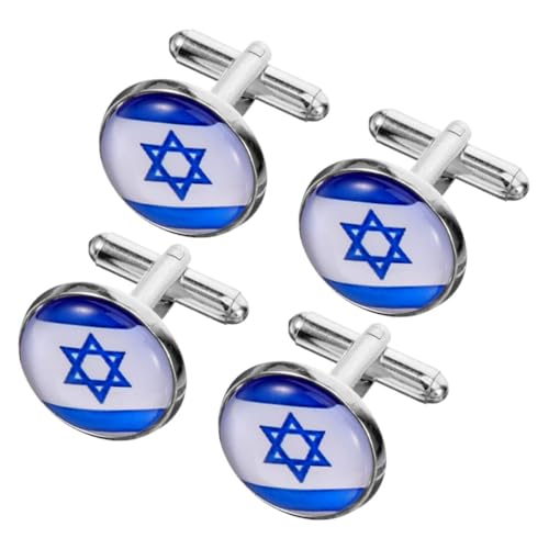 BESTYASH 4 Stück Israelische Manschettenknöpfe Krawattenmanschettenknöpfe Flaggenmanschettenknöpfe Kleidungszubehör Anzugmanschettenknöpfe Anzugknöpfe Hemdmanschettenknöpfe von BESTYASH