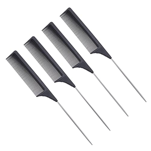 BESTYASH 4 Stück Kamm Männer Haarschneidekämme Haarnadel Aus Metall Zubehör Für Die Haarpflege Friseurwerkzeug Friseurkämme Styling-haarkämme Kohlefaser Black von BESTYASH