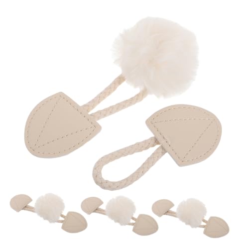 BESTYASH 4 Stück Mantel Toggleknopf Kleiderknopf Horn Knöpfe Plüschknöpfe Stoffknöpfe Haken für Kleiderständer Zubehörknöpfe Hornjacken Fellknopf Knopfdekor Knöpfe mit Hornschnalle Pu Beige von BESTYASH