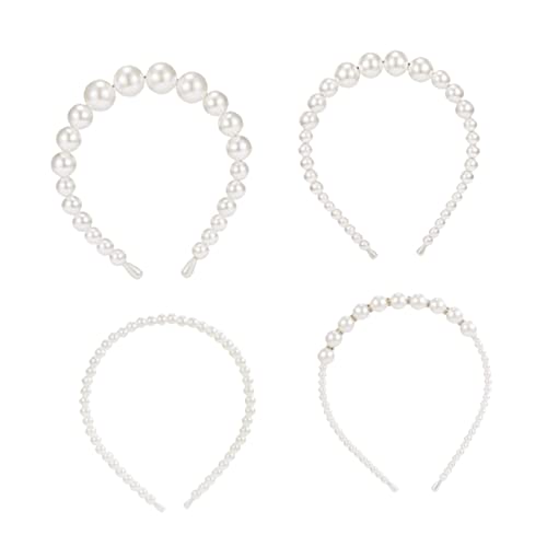 BESTYASH 4stücke Perlen Stirnband Für Braut Haarschmuck Mit Perlen Für Frauen Perlenstirnbänder Für Hochzeit Perlenhaarschmuck Als Haarband Für Dirndl Zubehör Für Damen von BESTYASH