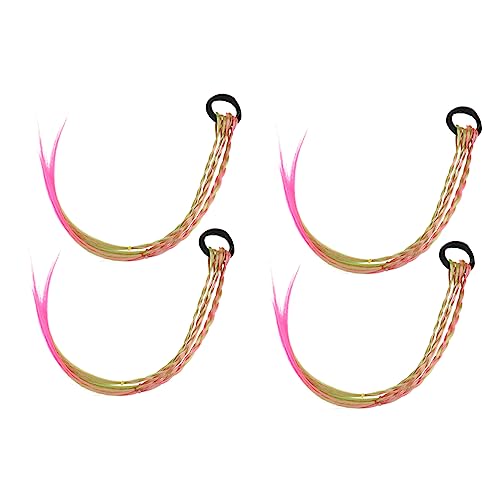 BESTYASH 4stücke Perücke Geflochtene Haargummi Geflochtene Perücke Kopfschmuck Für Junge Mädchen Party Requisiten Bunte Junge Mädchen Foto Props von BESTYASH