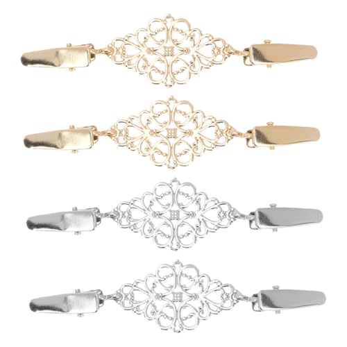 BESTYASH 4 Stück Retro Pullover Schalverschlüsse Brosche für Frauen Fixieren von Kleidern und Schals Silber Gold von BESTYASH