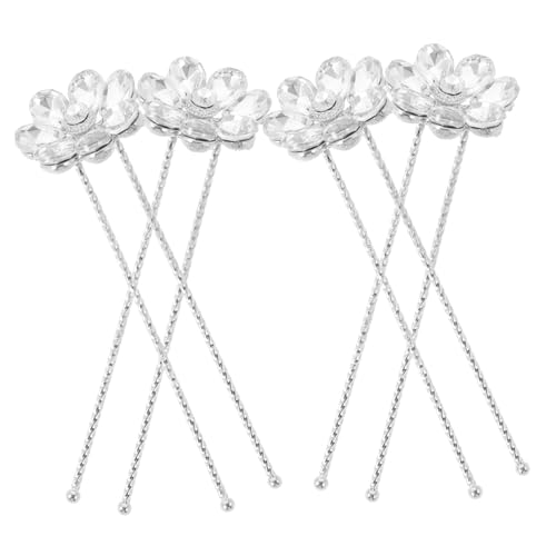 BESTYASH 4 Stück Strass-haarnadel Braut Seite Haarspange Haarschmuck Für Damen Hochzeitshaar Brautjungfern Haarzubehör Haarklammern Haarschmuck Für Die Braut Frauenclip Strasssteine Weiß von BESTYASH