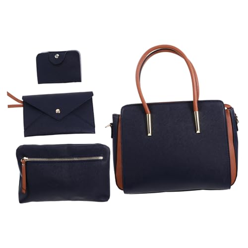 BESTYASH 4 Stück Stylische Damen Schultertasche PU Material Verstellbarer Gurt Große Kapazität Modische Umhängetasche für Alltag und Freizeit in Blau von BESTYASH