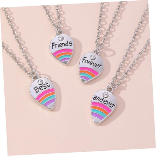 BESTYASH 4 Stück Teiliges Freundschaftsketten Mädchen Hautfreundliche Friends Halsketten mit Regenbogen motiv Schmuckgeschenk für Freundinnen und Schwestern Passend für Alltag und Party von BESTYASH