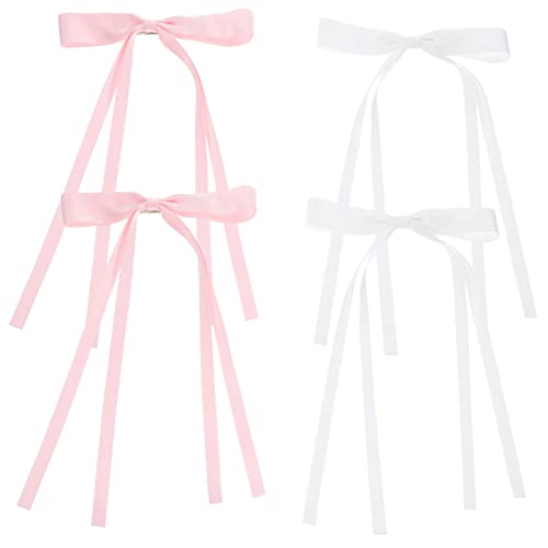 BESTYASH 4 Stück Teiliges Haarklammer mit Doppellagiger Spitzen Schleife und Langem Band Leichte Langlebige Haarspangen für Damen Eleganter Haarschmuck für Hochzeit Geburtstag Feier und von BESTYASH