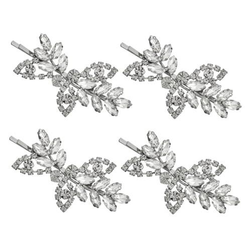 BESTYASH 4 Stück Teiliges Haarklammern mit Silbernen Strass Blättern Eleganter Haarschmuck für Frauen und Mädchen Vielseitige Haarspangen für Alltag Party und Festliche Anlässe von BESTYASH