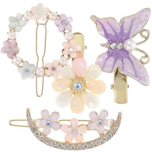 BESTYASH 4 Stück Teiliges Haarspangen für Damen Schmetterling Haarclips mit Strass für Hochzeiten Partys und Alltag Rutschfeste Haarnadeln für Verschiedene Frisuren von BESTYASH