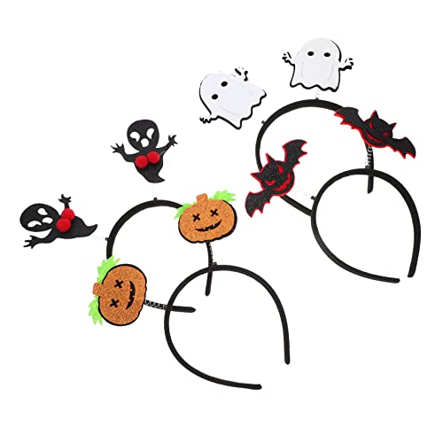 BESTYASH 4 Stück Teiliges Halloween Haarreif Gruselige Kopfbedeckungen mit Kürbis Geist Monster und Fledermaus Langlebig und Bequem für Jugendliche und Halloween Partys von BESTYASH
