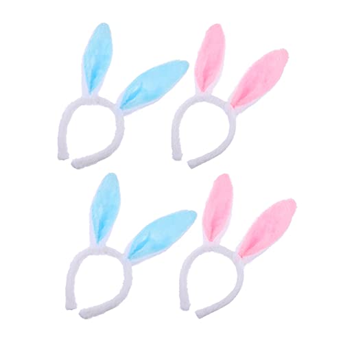 BESTYASH 4 Stück Teiliges Hasenohren Haarband für Dekoratives Bunny Ear Stirnband in Rosa und Blau Weiches Bequemes Kopfschmuck für Ostern Geburtstagsfeier und Karneval von BESTYASH
