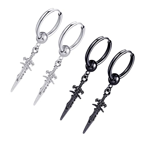 BESTYASH 4 Stück Teiliges Hip Hop Ohrringe für Silberne und Schwarze Ear Clips Ohrstecker für Männer und Frauen Stilvolle Accessoires für von BESTYASH