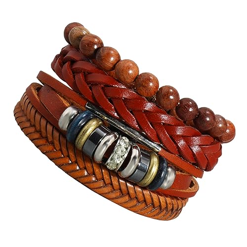 BESTYASH 4 Stück Teiliges Lederarmband Set Handgefertigt Geflochten Verstellbar Modisches Unisex Wickelarmband für Damen und Herren Vielseitig Kombinierbar Stilvoller Armschmuck für Alltag von BESTYASH