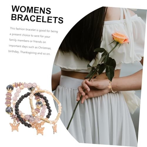 BESTYASH 4 Stück Teiliges Perlen Damen Schmetterlings charms Leichtes Modeschmuck Handgelenk Schmuck Geschenk für Mädchen und Frauen Alltag Party von BESTYASH