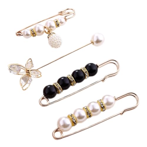 BESTYASH 4 Stück Teiliges Perlen broschen Verstellbare Sicherheitsnadeln zur Taillenfixierung Kleidungsclip für Damen Elegante Strickjacken Schalhalter Vielseitig für Alltag und von BESTYASH