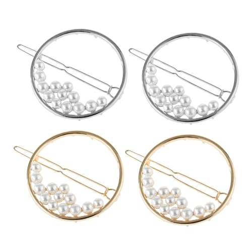 BESTYASH 4 Stück Teiliges Runde Hohle Haarklammern mit Perlen Modische Haarspangen für Mädchen Langlebige Metallhaarnadeln in Gold und Silber Vielseitiges Haarschmuck accessoire für Alltag von BESTYASH