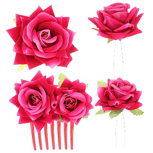 BESTYASH 4 Stück Teiliges Set Rosen Haarclips für Mädchen Vielseitige Haarschmuck Accessoires für für Alltag Rollenspiele und Feiertage Leicht und Langlebig von BESTYASH