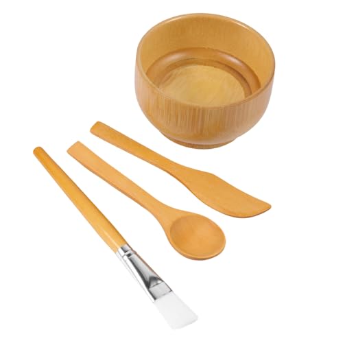 BESTYASH 4stücke Teiliges Gesichtsmasken-mischwerkzeug-set Aus Natürlichem Schüssel Spatel Pinsel Und Löffel Für Diy-gesichtsmasken von BESTYASH