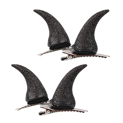 BESTYASH 4 Stück Teiliges Teufelshorn Haarklammern Schwarzer Glitzer Haarclip für Halloween Kostüm Universelle für Mädchen und Damen Leicht und Tragbar für Party und Karneval von BESTYASH