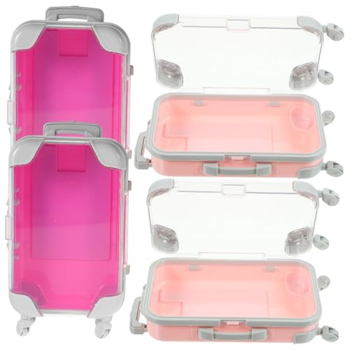 BESTYASH 4 Stück Teiliges Tragbares Make up Organizer Kompakter Kosmetikkoffer für Falsche Wimpern Widerstandsfähiges Material Stylischer Mini Reise kosmetikbehälter Rosé von BESTYASH