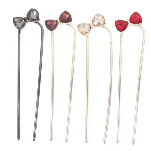 BESTYASH 4stücke Haarnadeln Chinesische Haarnadeln Mit Schleife U-förmige Haarspangen Mit Strasssteinen Für Frauen Chinesische Haaraccessoires Für Hochzeit Haarstäbchen Für von BESTYASH