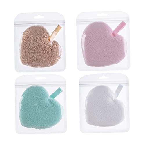BESTYASH 4 Stück Wiederverwendbare Makeup Entferner Pads Teiliges Herzform Sanfte Gesichtsreinigungsschwämme für Tägliche Makeup Entfernung und Hautpflege für Zuhause und Unterwegs von BESTYASH