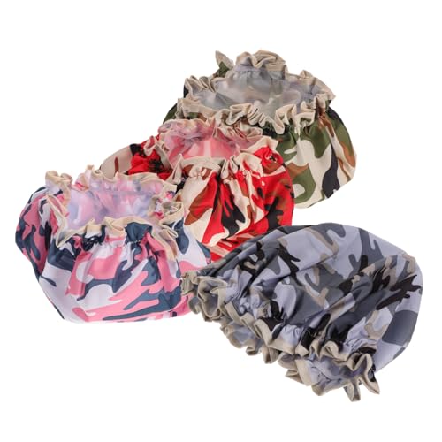 BESTYASH 4stücke Duschkappe Wiederverwendbar Für Damen Große Haarhaube Für Dusche Für Langes Lockiges Und Dichtes Haar Mit Elastischem Gummiband von BESTYASH