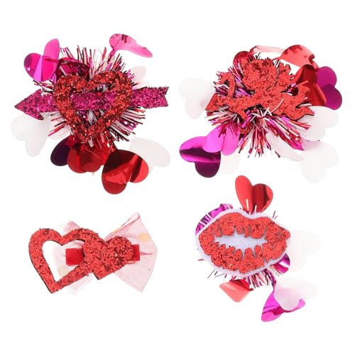 BESTYASH 4stücke Herzspangen Mit Glitzerband Haarnadeln Aus Vliesstoff Und Pailletten-haarspangen Für Valentinstag Geburtstag Hochzeit Party Gastgeschenke Für Teenager-mädchen von BESTYASH