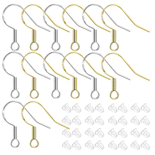 BESTYASH 400 Stück Teiliges DIY Ohrringhaken Set Silber und Gold Ohrschmuck Zubehör für Handmade Ohrringe Basteln und Reparatur mit Ohrstoppern für Kreative Schmuckherstellung von BESTYASH