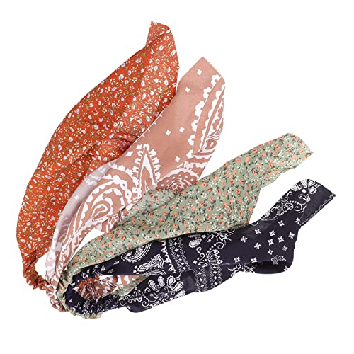 BESTYASH 4 Stücke Elastische Haarbänder Damen Dekorative Haarschals für Yoga Spa Gesichtsmasken Boho Stil Vielseitig Einsetzbar Attraktives Musterdesign von BESTYASH