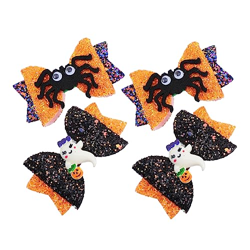 BESTYASH 4 Stücke Halloween Haarschleifen für Kinder Bunte Haarspangen Einfach Anzubringen Dekoratives Accessoire für Halloween Partys von BESTYASH