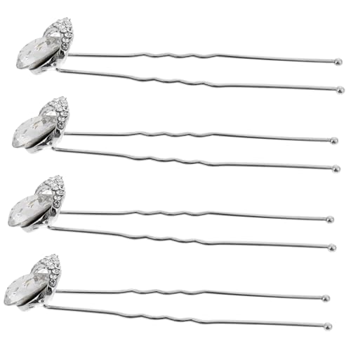 BESTYASH 4stücke Hochzeit Haarschmuck Strass Haarnadeln U-förmig Metall Haar Clips Für Braut Brautjungfern Abschlussball Abendveranstaltung Frauen von BESTYASH