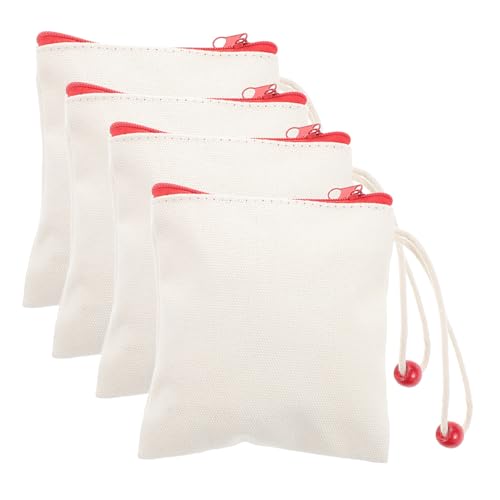 BESTYASH 4stücke Purse Organizer Aus Strapazierfähigem Canvas Zipper Geldbeutel Für Münzen Schmuck Und Kleine Gegenstände Stilvolle Mini Taschen Mit Roten Reißverschlüssen von BESTYASH