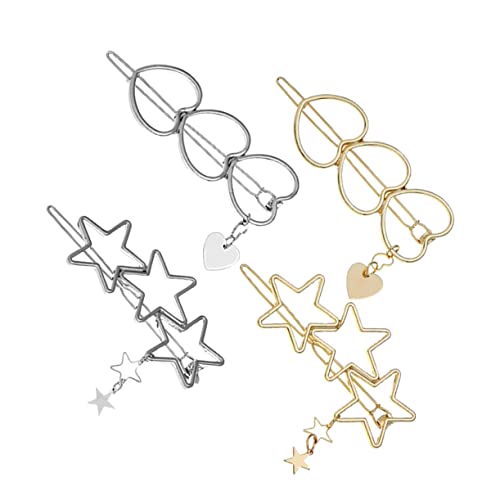 BESTYASH 4stücke Stern-haarspangen Und Herz-haarspangen Modischer Kopfschmuck Zarte Bobby Pins Haarnadel Für Mädchen Täglicher Gebrauch Bankett Attraktives Design Schöne Farben von BESTYASH