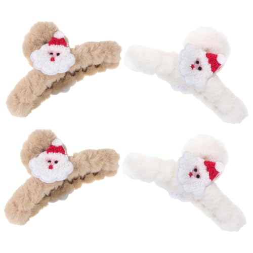 BESTYASH 4stücke Teiliges Set Fuzzy Haarspangen Für Frauen Flauschige Weihnachts-haarklammern Karree Und Rutschfest Für Lockiges Haar Vielseitige Haaraccessoires Für Festliche Styles von BESTYASH