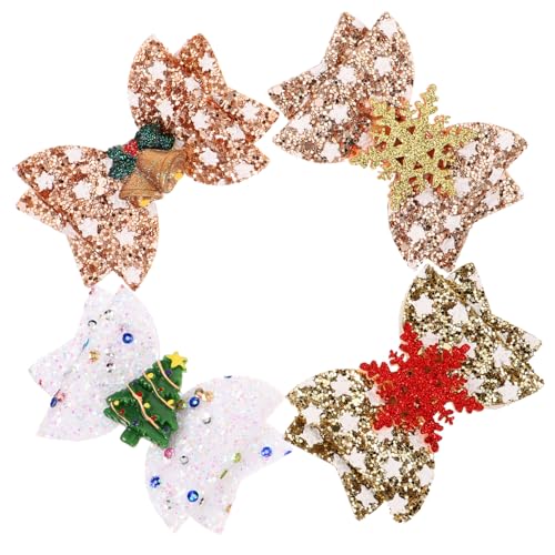 BESTYASH 4stücke Teiliges Weihnachts Glitzer Haarspangen Für Junge Mädchen Niedliche Schleifen Haarschmuck Für Festliche Anlässe Sicher Und Langlebig Für Kleine Mädchen von BESTYASH
