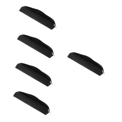 BESTYASH 5 Stück -Federmäppchen Beutel Fall Stifthaltertasche Schutztasche für Stifte Etui Brunnenstiftärmel PU-Stifthalter Füllfederhaltertasche Stifttasche Stifttragetasche Schwarz von BESTYASH