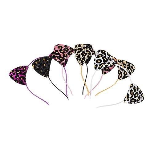 BESTYASH Katzenohren Haarband 5 Stück Leoparden Design Glitzer für Mädchen Party Kostüm Zubehör von BESTYASH
