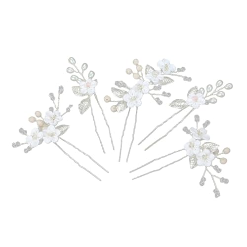 BESTYASH 5 Stück Metallblatt Haarnadel Brautjungfer Mädchen Haarklammern Zubehör Haarstock Hochzeit Haarspange Hochzeitshaarnadel U-förmige Haarnadeln braut haarspangen Zinklegierung Silber von BESTYASH