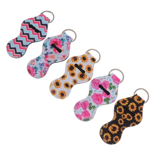 BESTYASH 5stücke Teiliges Praktischer Schlüsselanhänger Mit Lippenstift-schutzhüllen Für Damen Nützliches Schlüsselbund Stilvollem Marmor-Muster Langlebig Und Tragbar von BESTYASH