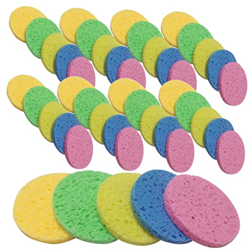 BESTYASH 50stücke Gesichtsreinigungsschwämme Runde Makeup Entferner Aus Zellulose Hautfarbe Und Zitronengelb Praktisch Und Leicht Für Schonende Gesichtsreinigung von BESTYASH