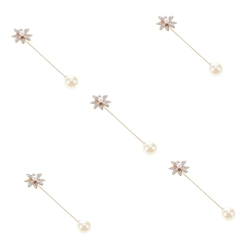 BESTYASH 5st Anstecknadel Für Einzeilige Anzüge Perlennähnadeln Vintage Hutnadel Anstecknadeln Für Damenhüte Broschennadelstock Perlenverzierungen Perlenstift Charme-stifte Golden Legierung von BESTYASH