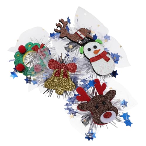 BESTYASH 5stücke Teiliges Weihnachts Haarschmuck Für Mädchen Feste Haarspangen Mit Rentier Schneemann Und Glocken Süße Weihnachtsaccessoires Für Feiern Und Fotos von BESTYASH