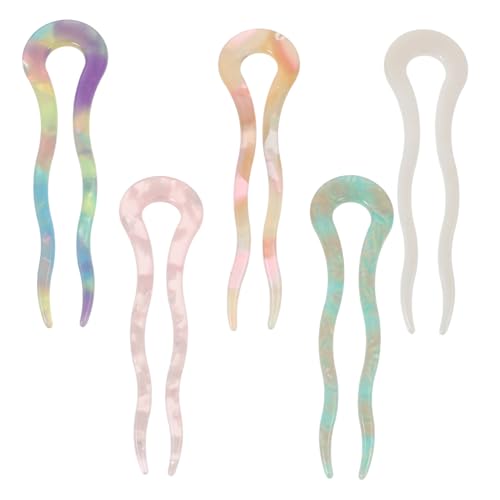 BESTYASH 5stücke Wellenförmige U-form Haarnadeln Aus Acetat Für Langes Haar Bunte Haarnadeln Für Hochsteckfrisuren Tragbare Zahn Haarklammern Für Damen von BESTYASH